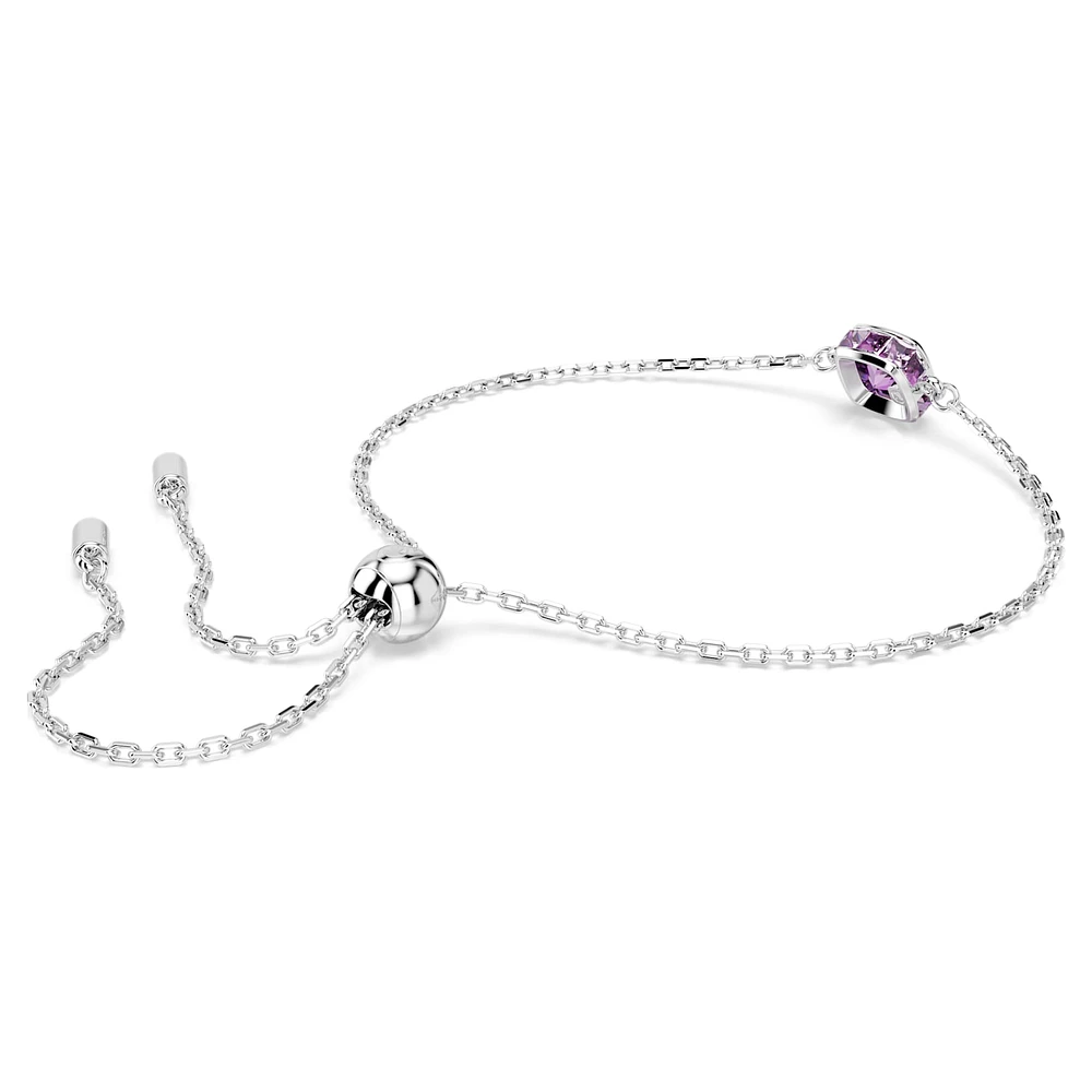 Birthstone bracelet, Square cut, February, Purple, Rhodium plated by SWAROVSKI