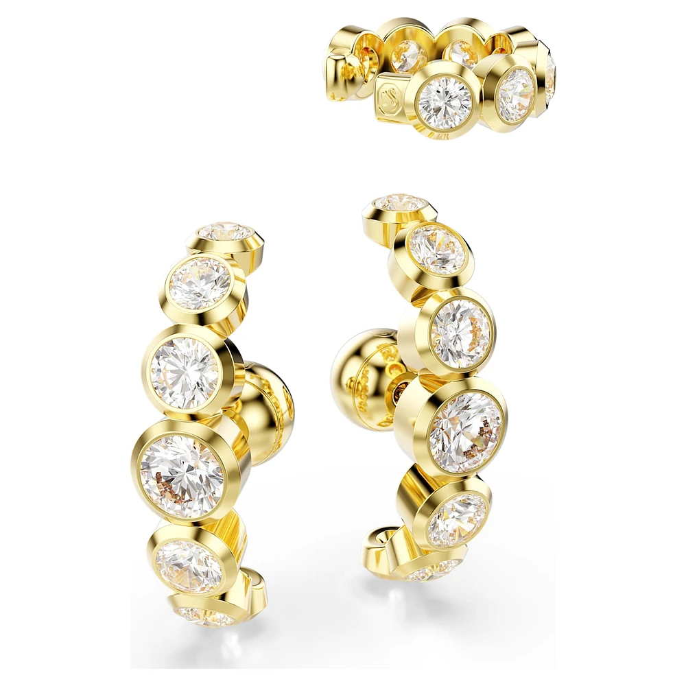 Imber ear cuff, Set (3), Round cut, White, Gold-tone plated by SWAROVSKI