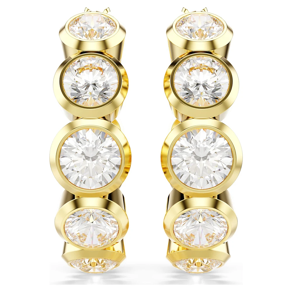 Imber hoop earrings, Round cut, White, Gold-tone plated by SWAROVSKI