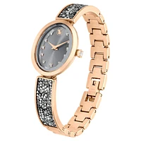 Crystal Rock Oval watch, Swiss Made, Crystal bracelet, Grey, Rose gold-tone finish by SWAROVSKI