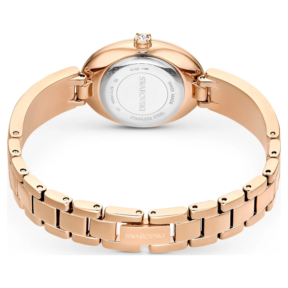 Crystal Rock Oval watch, Swiss Made, Crystal bracelet, Grey, Rose gold-tone finish by SWAROVSKI