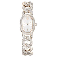 Dextera Chain watch, Swiss Made, Crystal bracelet, White, Champagne gold-tone finish by SWAROVSKI