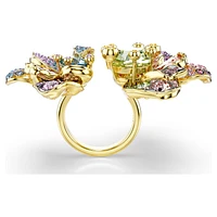 Idyllia ring, Mixed cuts, Pavé, Flower, Multicoloured, Gold-tone plated by SWAROVSKI
