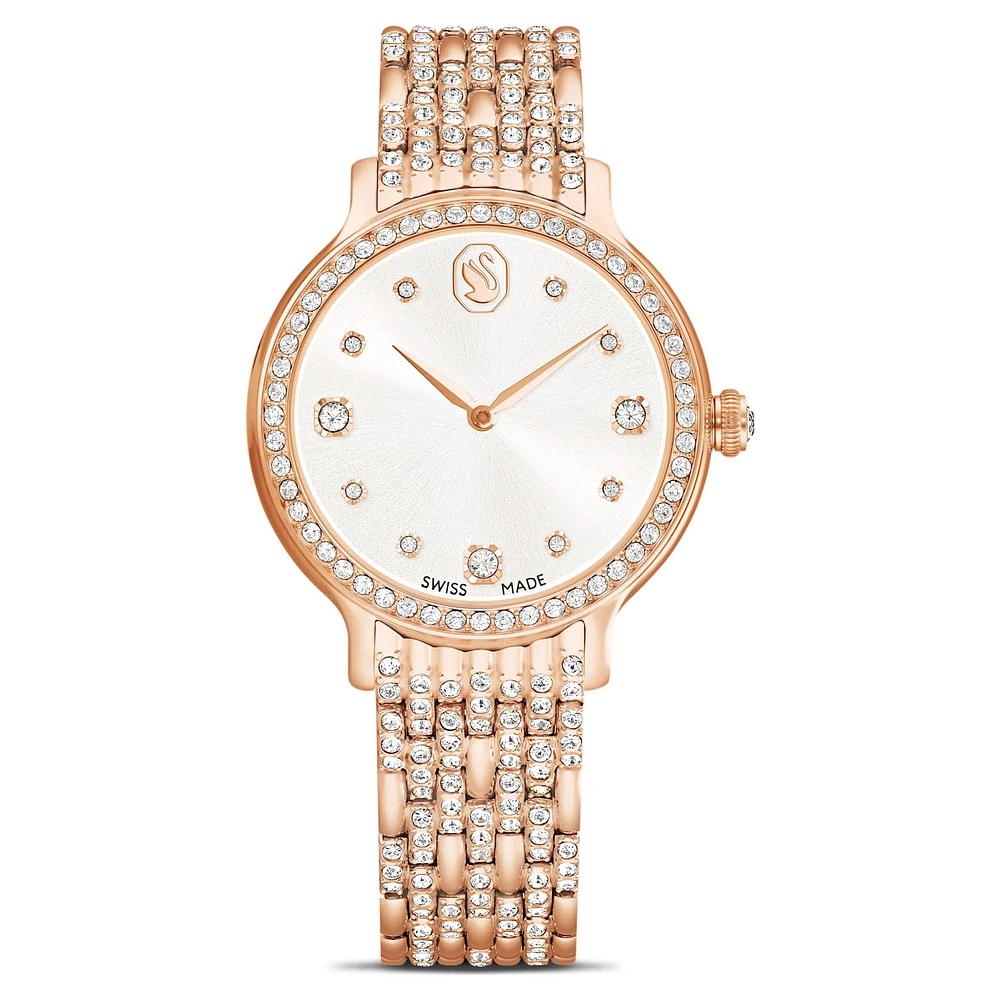 Imber watch, Swiss Made, Metal bracelet, Rose gold tone, Rose gold-tone finish by SWAROVSKI