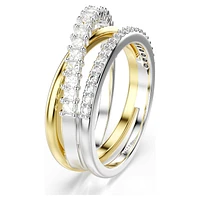 Hyperbola ring, Mixed cuts, White, metal finish by SWAROVSKI