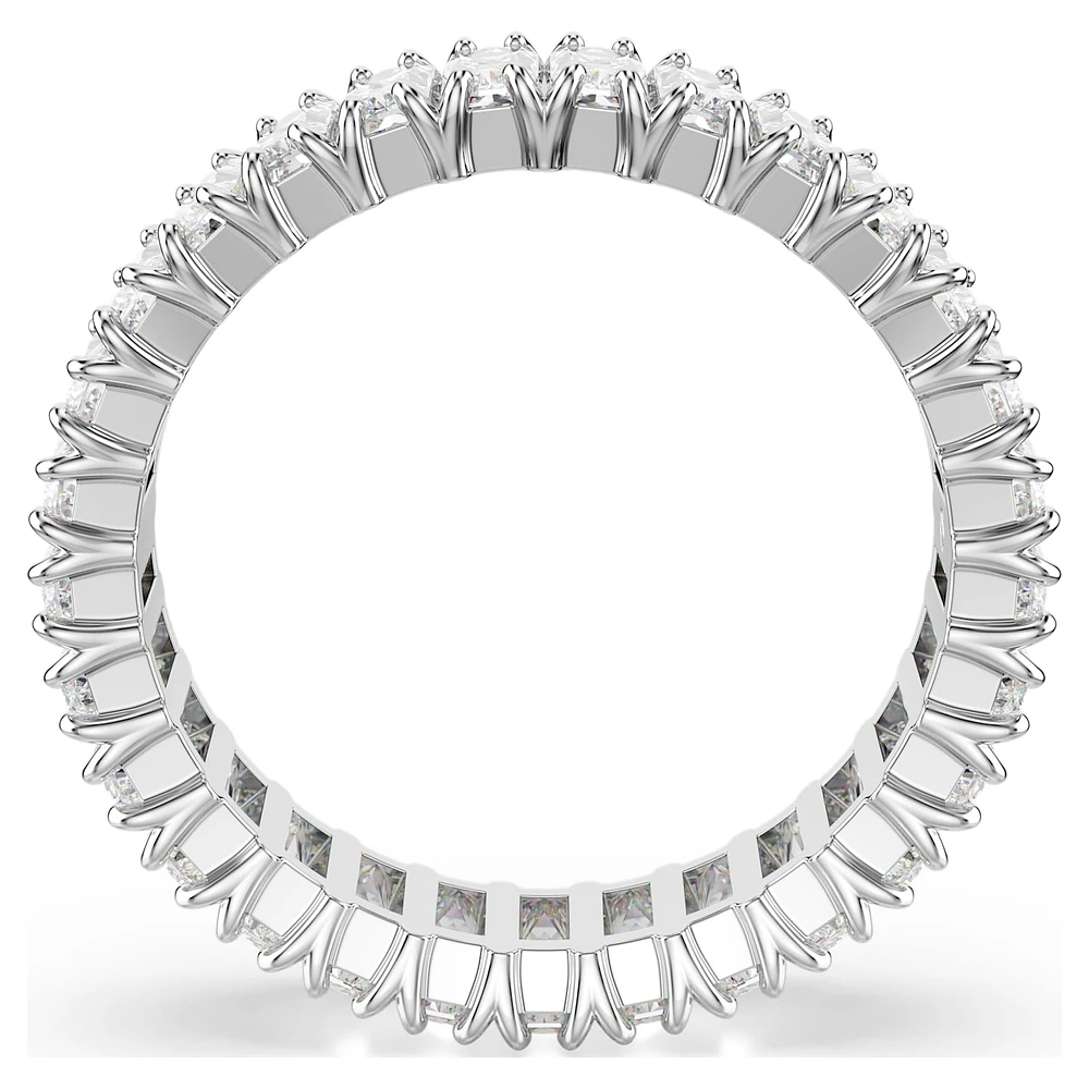 Matrix ring, Baguette cut, White, Silver-tone finish by SWAROVSKI