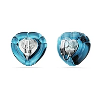 Dulcis clip earrings, Heart cut, Pavé, Heart, Blue, Rhodium plated by SWAROVSKI