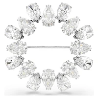 Matrix brooch, Pear cut, White, Rhodium plated by SWAROVSKI