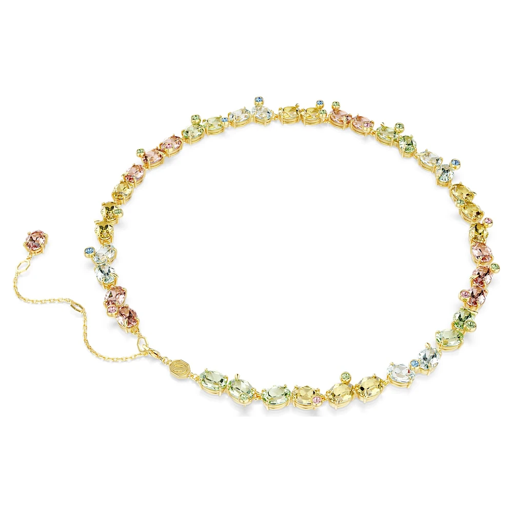 Gema Tennis necklace, Mixed cuts, Multicoloured, Gold-tone plated by SWAROVSKI