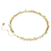 Gema Tennis necklace, Mixed cuts, Multicoloured, Gold-tone plated by SWAROVSKI