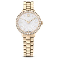 Watch, Swiss Made, Metal bracelet, Gold tone, Champagne gold-tone finish by SWAROVSKI