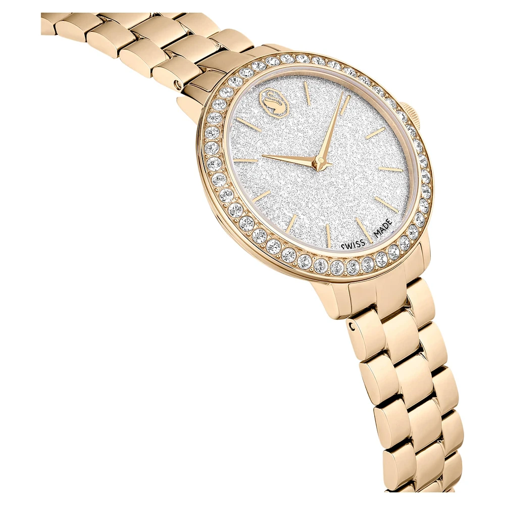 Watch, Swiss Made, Metal bracelet, Gold tone, Champagne gold-tone finish by SWAROVSKI
