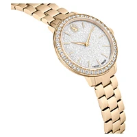 Watch, Swiss Made, Metal bracelet, Gold tone, Champagne gold-tone finish by SWAROVSKI