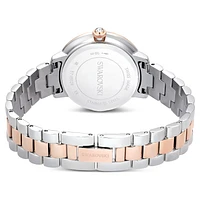 Watch, Swiss Made, Metal bracelet, Silver Tone, Rose gold-tone finish by SWAROVSKI