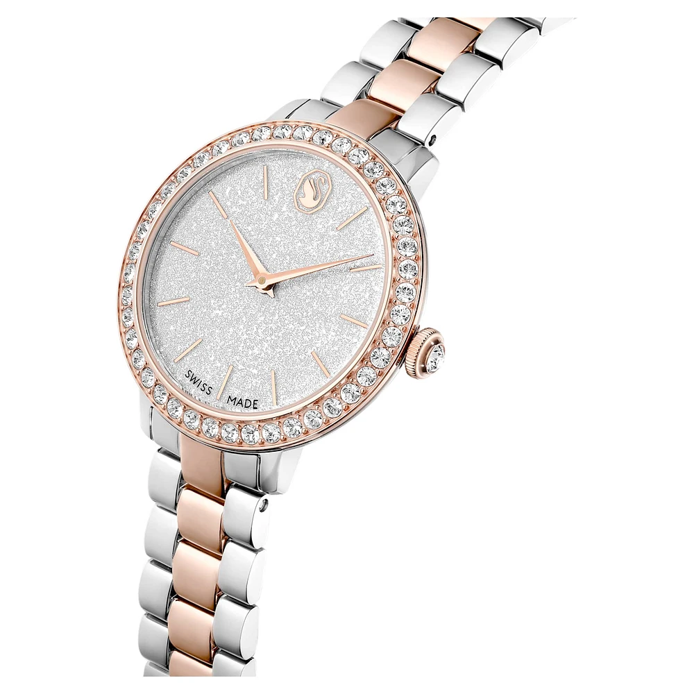 Watch, Swiss Made, Metal bracelet, Silver Tone, Rose gold-tone finish by SWAROVSKI