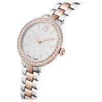 Watch, Swiss Made, Metal bracelet, Silver Tone, Rose gold-tone finish by SWAROVSKI
