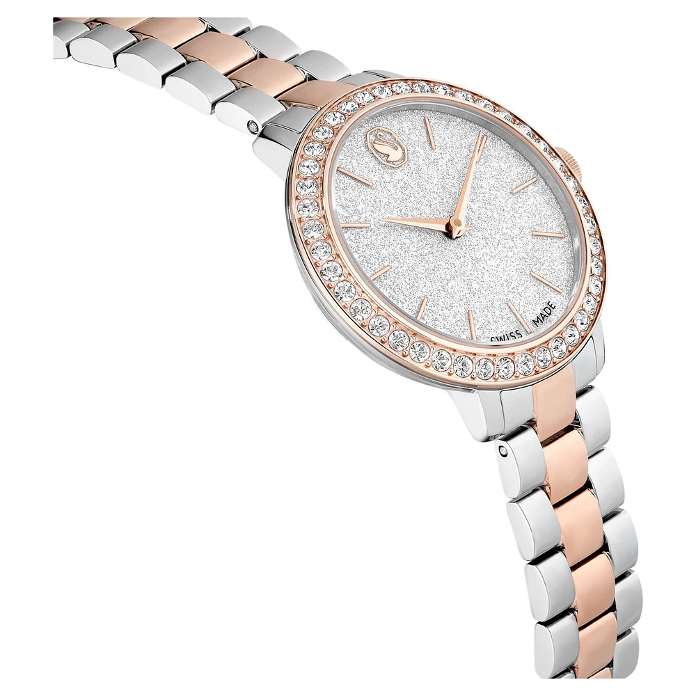 Watch, Swiss Made, Metal bracelet, Silver Tone, Rose gold-tone finish by SWAROVSKI