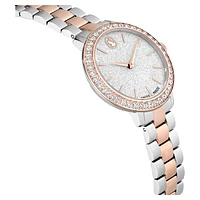 Watch, Swiss Made, Metal bracelet, Silver Tone, Rose gold-tone finish by SWAROVSKI