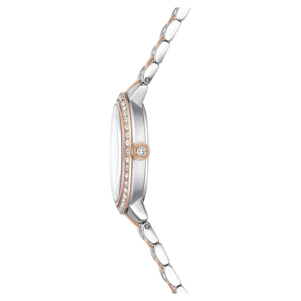 Watch, Swiss Made, Metal bracelet, Silver Tone, Rose gold-tone finish by SWAROVSKI