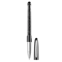 Crystalline Nova rollerball pen, Black, Chrome plated by SWAROVSKI