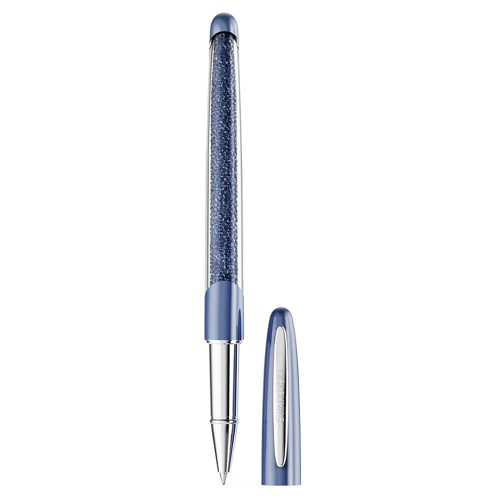 Crystalline Nova rollerball pen, Blue, Chrome plated by SWAROVSKI