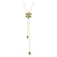 Idyllia Y pendant, Mixed cuts, Flower, Multicoloured, Gold-tone plated by SWAROVSKI