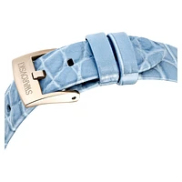 Imber watch, Swiss Made, Leather strap, Blue, Champagne gold-tone finish by SWAROVSKI