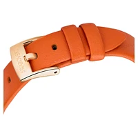 Imber watch, Swiss Made, Leather strap, Orange, Rose gold-tone finish by SWAROVSKI