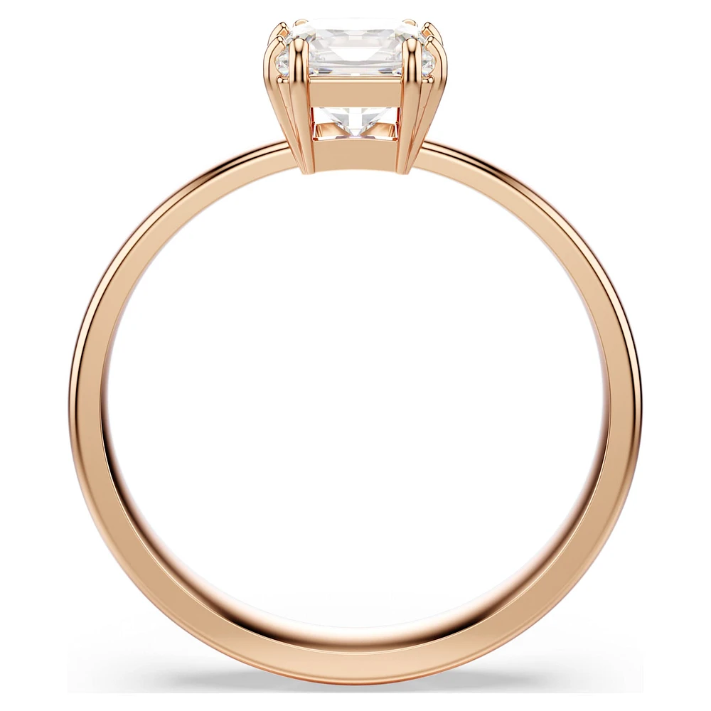 Attract ring, Square cut, White, Rose gold-tone plated by SWAROVSKI