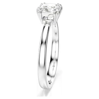 Attract ring, Square cut, White, Rhodium plated by SWAROVSKI