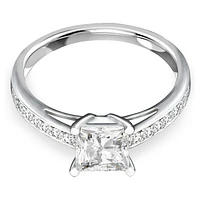 Attract ring, Pavé, White, Rhodium plated by SWAROVSKI