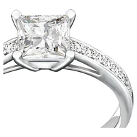Attract ring, Pavé, White, Rhodium plated by SWAROVSKI