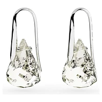 Lunar drop earrings, Grey, Rhodium plated by SWAROVSKI