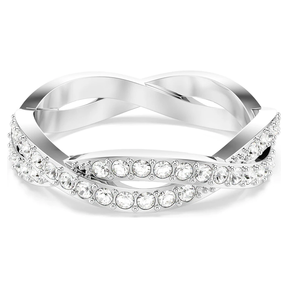 Infinity ring, Round cut, White, Rhodium plated by SWAROVSKI