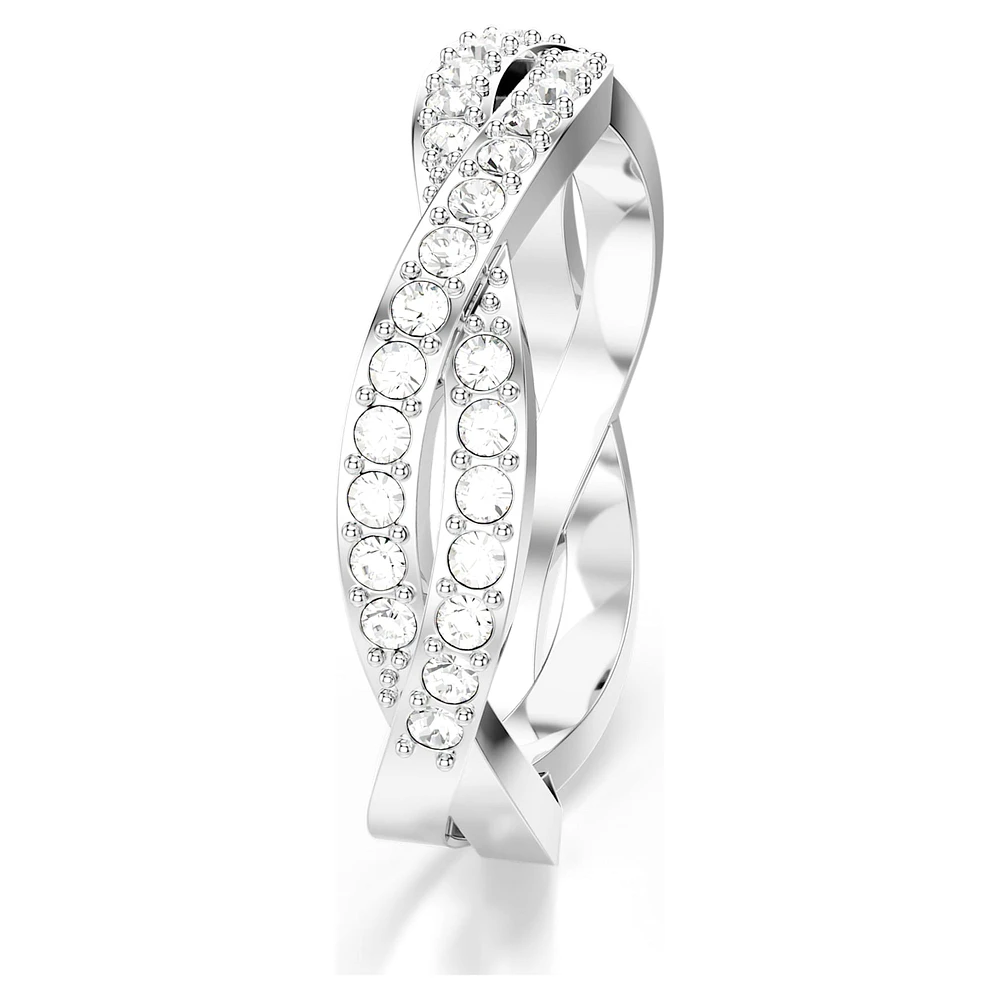 Infinity ring, Round cut, White, Rhodium plated by SWAROVSKI