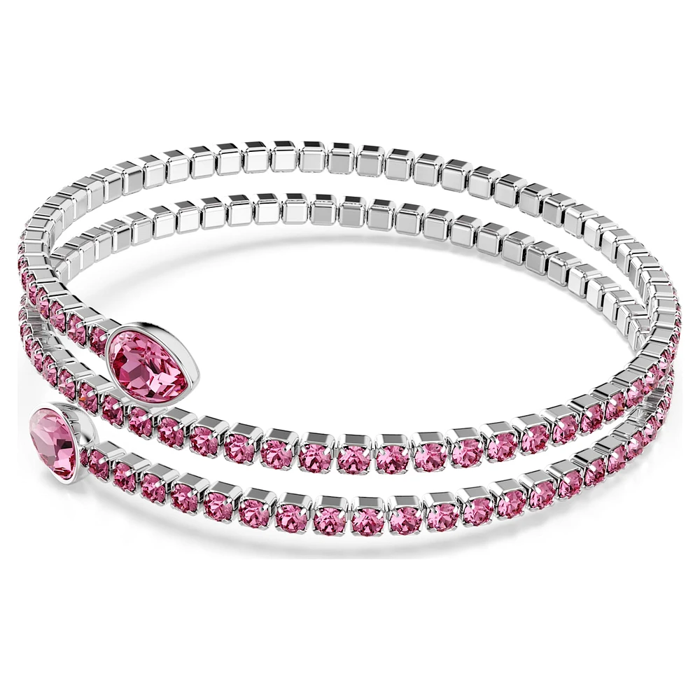 Twisty cuff, Mixed cuts, Pink, Rhodium plated by SWAROVSKI