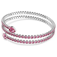 Twisty cuff, Mixed cuts, Pink, Rhodium plated by SWAROVSKI