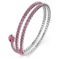 Twisty cuff, Mixed cuts, Pink, Rhodium plated by SWAROVSKI