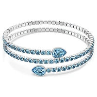 Twisty cuff, Mixed cuts, Blue, Rhodium plated by SWAROVSKI