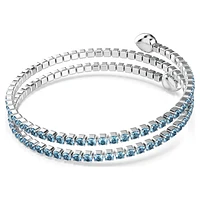 Twisty cuff, Mixed cuts, Blue, Rhodium plated by SWAROVSKI