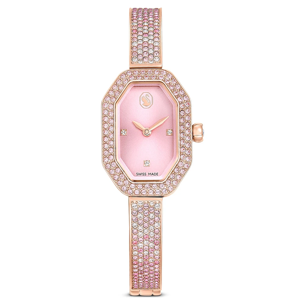 Dextera bangle watch, Swiss Made, Pink, Rose gold-tone plated by SWAROVSKI