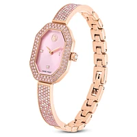 Dextera bangle watch, Swiss Made, Pink, Rose gold-tone plated by SWAROVSKI