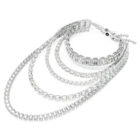 Millenia layered necklace, Mixed cuts, White, Rhodium plated by SWAROVSKI