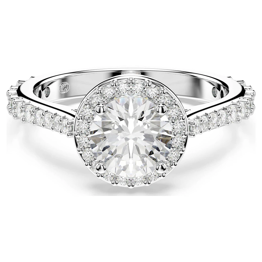 Una Angelic ring, Round cut, White, Silver-tone finish by SWAROVSKI