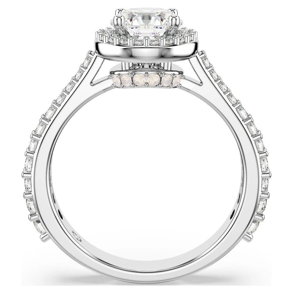Una Angelic ring, Round cut, White, Silver-tone finish by SWAROVSKI
