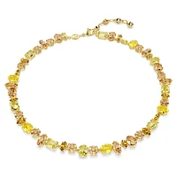 Gema Tennis necklace, Mixed cuts, Yellow, Gold-tone plated by SWAROVSKI