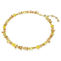 Gema Tennis necklace, Mixed cuts, Yellow, Gold-tone plated by SWAROVSKI
