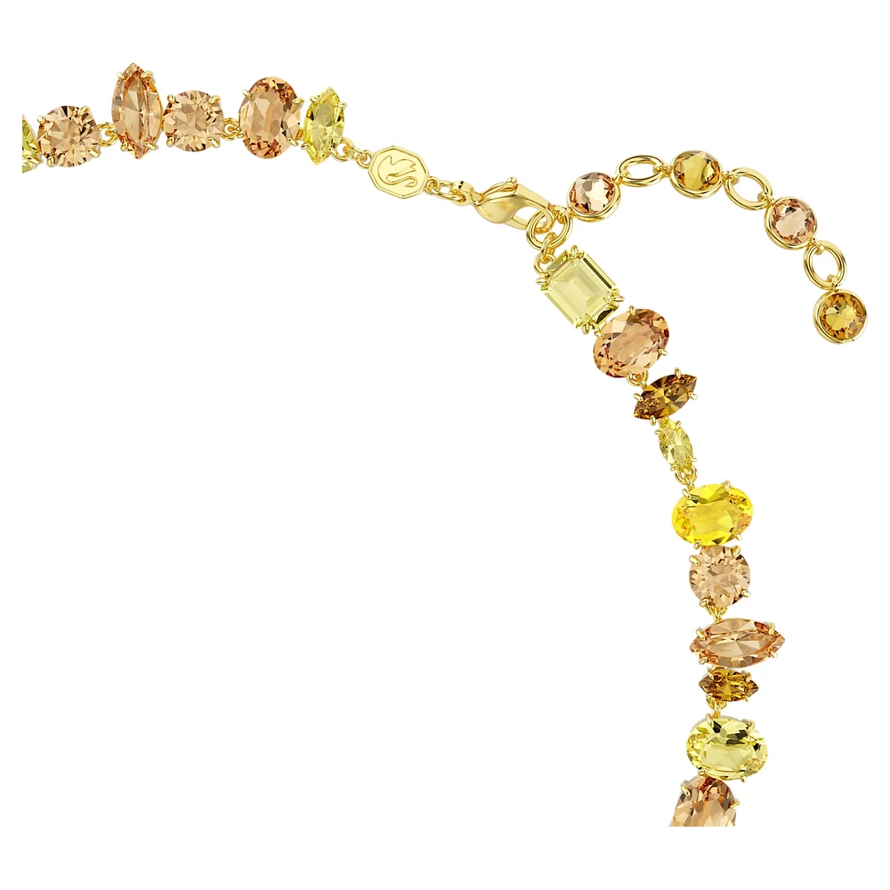 Gema Tennis necklace, Mixed cuts, Yellow, Gold-tone plated by SWAROVSKI