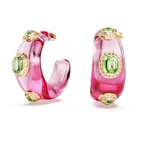 Dulcis hoop earrings, Mixed cuts, Multicoloured, Gold-tone plated by SWAROVSKI