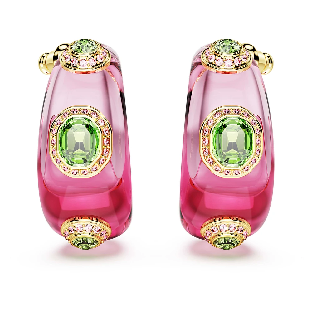 Dulcis hoop earrings, Mixed cuts, Multicoloured, Gold-tone plated by SWAROVSKI